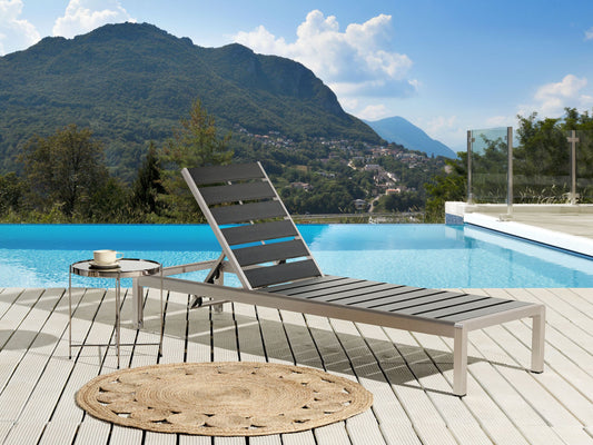 Gartenliege Kunstholz schwarz / silber NARDO