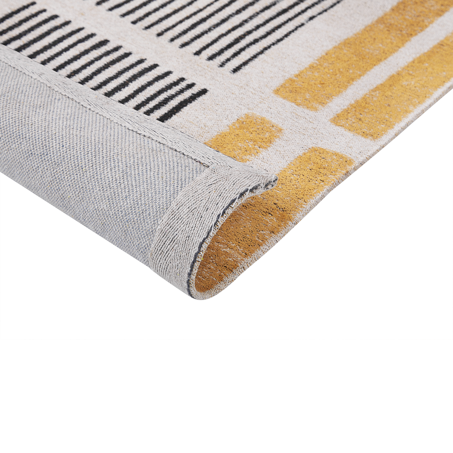 Teppich Baumwolle gelb / schwarz 140 x 200 cm Streifenmuster Kurzflor KATRA