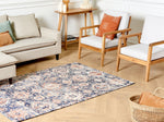 Teppich Baumwolle blau / rot 140 x 200 cm orientalisches Muster Kurzflor KURIN