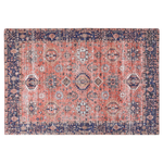 Teppich Baumwolle rot / blau 140 x 200 cm orientalisches Muster Kurzflor KURIN