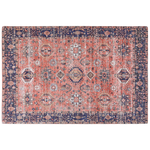 Teppich Baumwolle rot / blau 200 x 300 cm orientalisches Muster Kurzflor KURIN