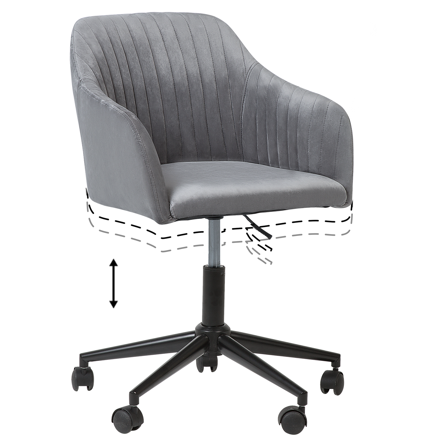 Bürostuhl drehbar VENICE Samtstoff Grau