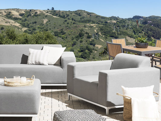 Gartensessel 2er Set ROVIGO Stoff Hellgrau