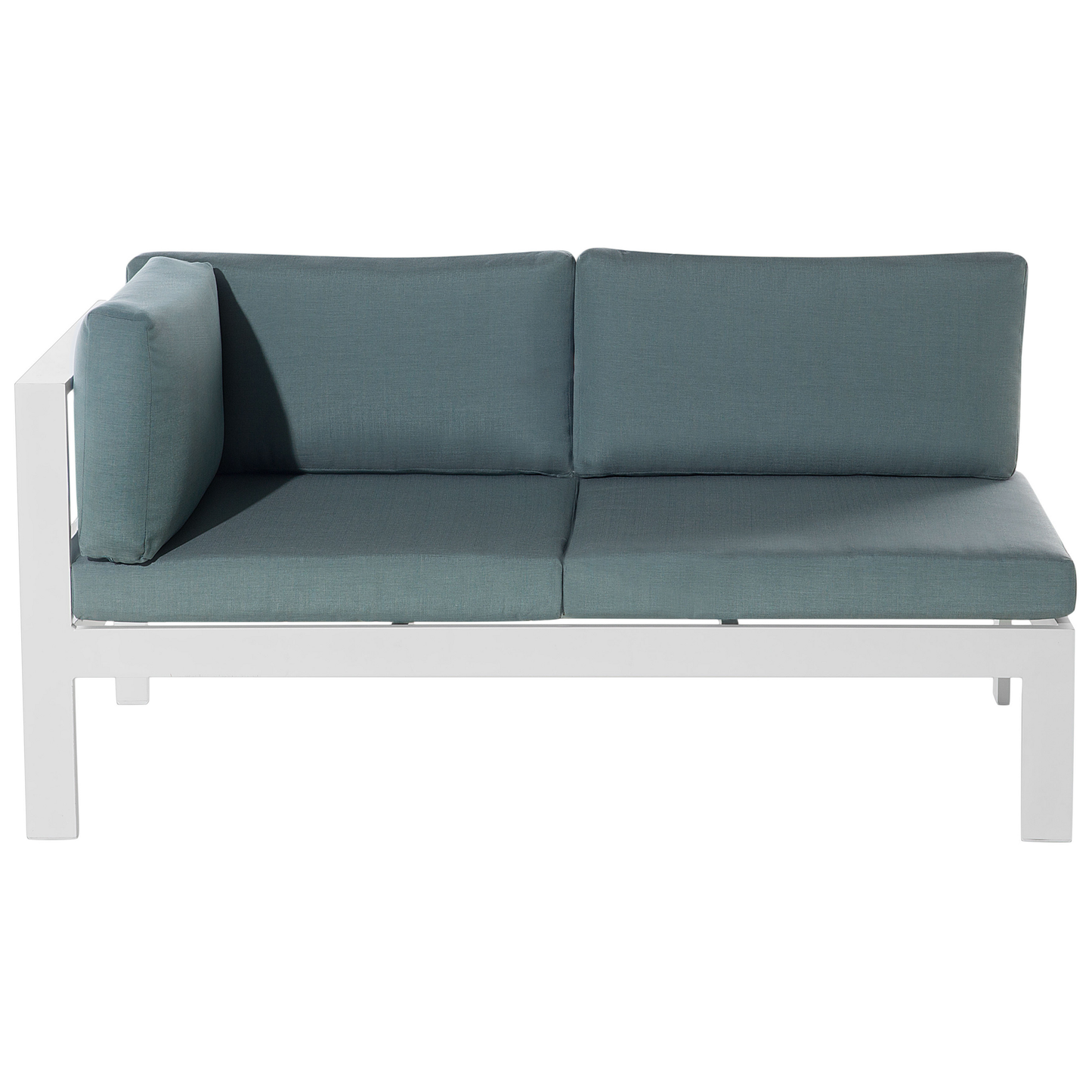 Lounge Set Kunstholz weiss 5-Sitzer Auflagen beige mit zusätzlichen Bezügen mintgrün MESSINA
