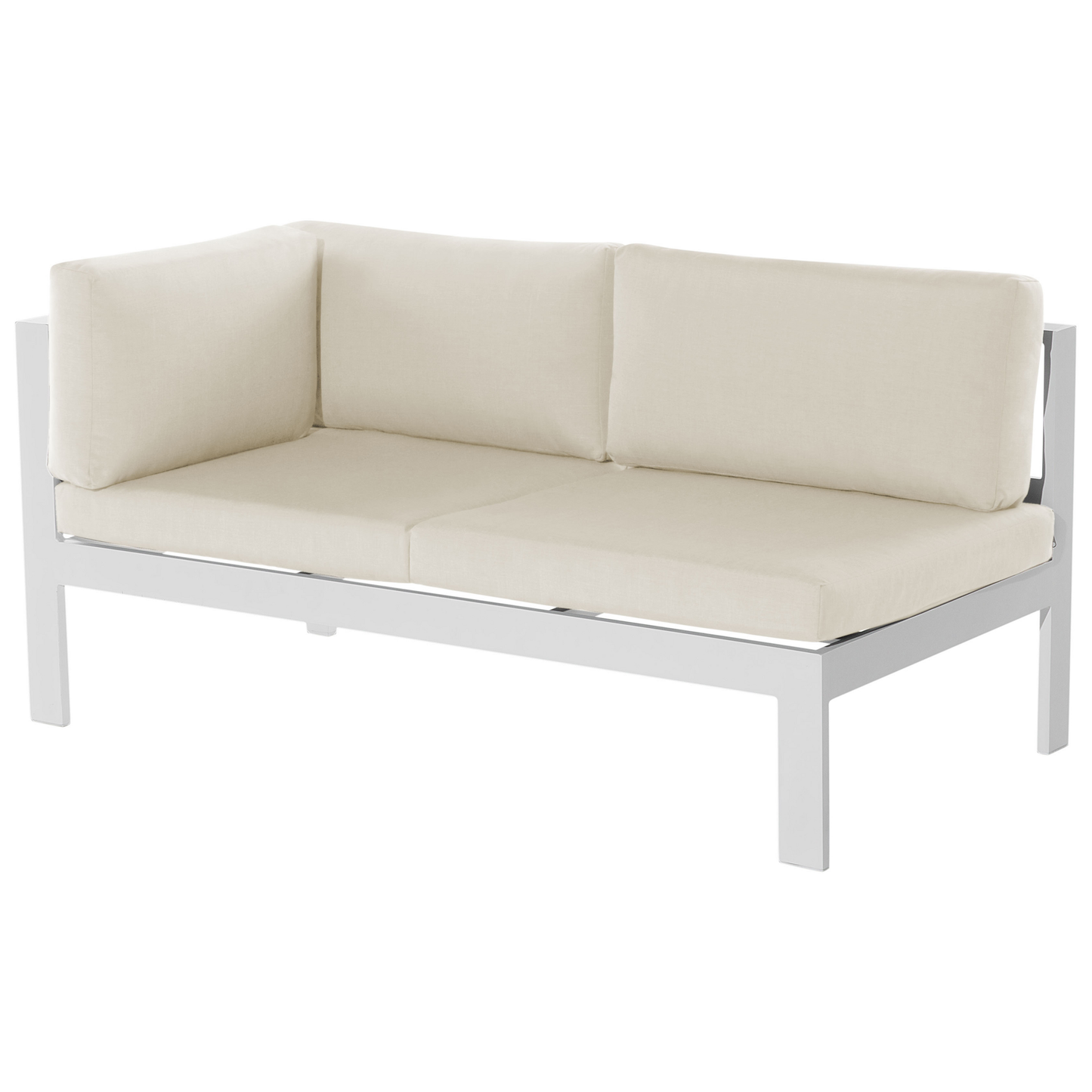 Lounge Set Kunstholz weiss 5-Sitzer Auflagen beige mit zusätzlichen Bezügen mintgrün MESSINA