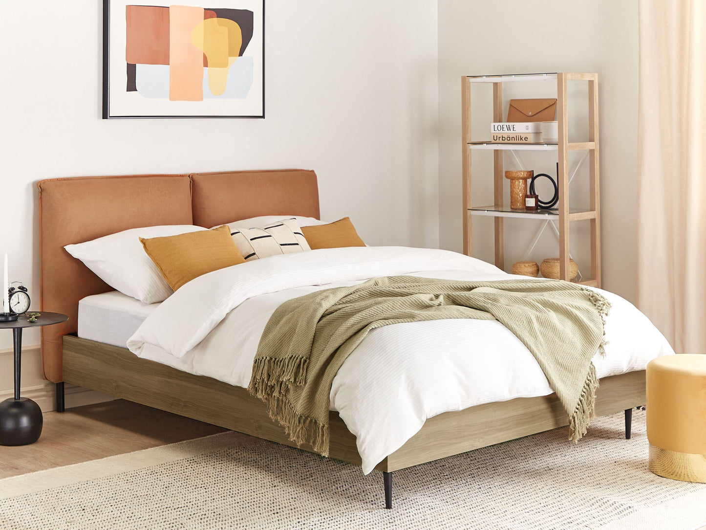 Bett mit Lattenrost Kunstleder LIMANTON 140 x 200 cm Goldbraun