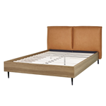 Bett mit Lattenrost Kunstleder LIMANTON 140 x 200 cm Goldbraun