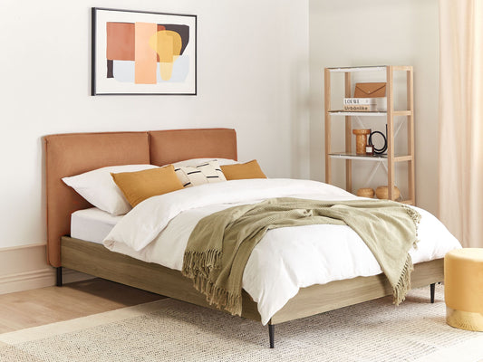 Bett mit Lattenrost Kunstleder LIMANTON 160 x 200 cm Goldbraun