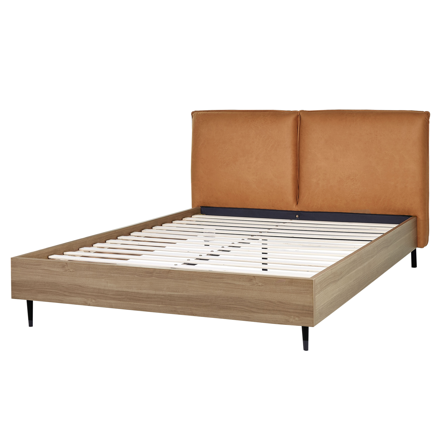 Bett mit Lattenrost Kunstleder LIMANTON 160 x 200 cm Goldbraun
