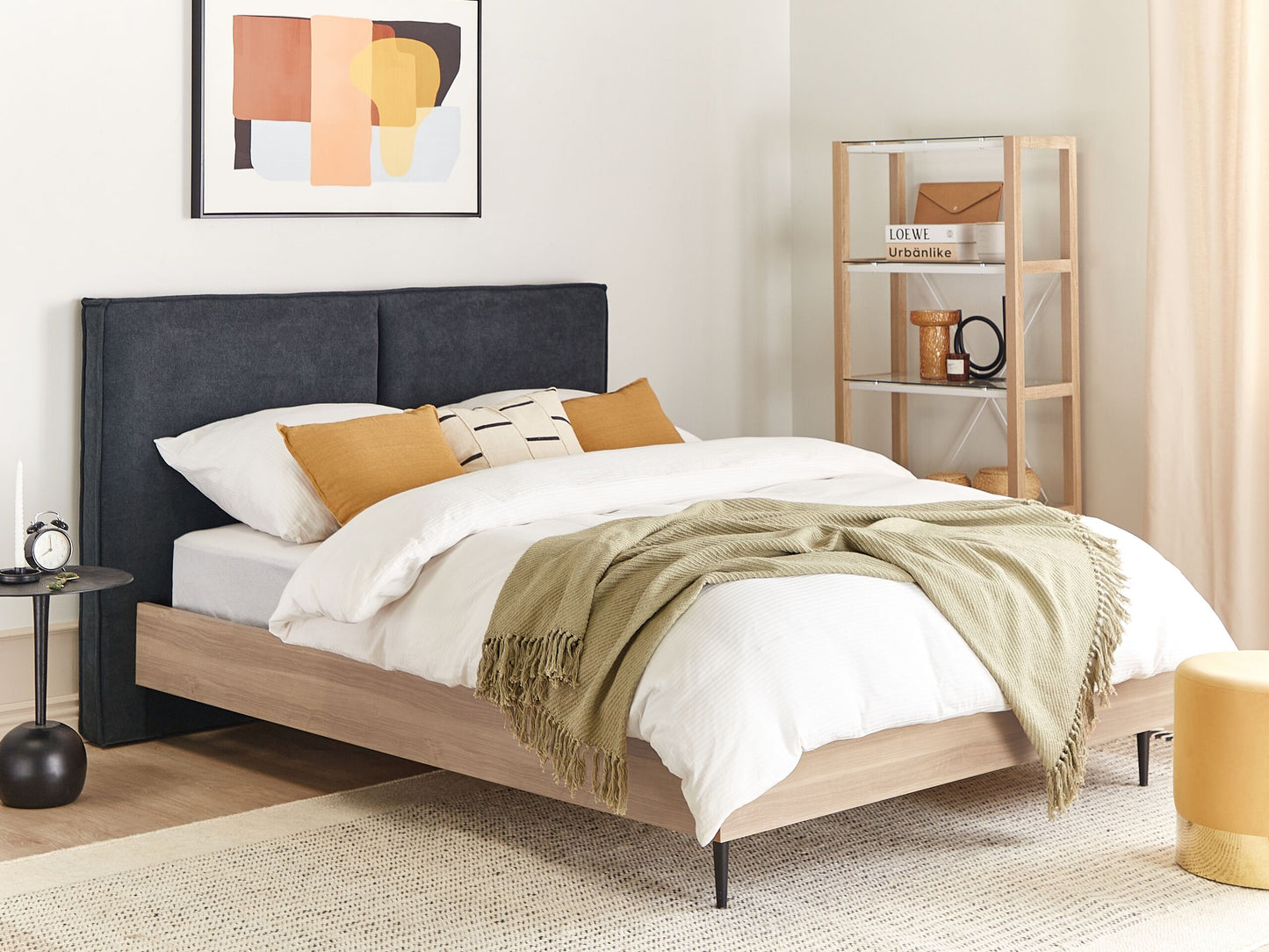 Bett mit Lattenrost Stoff IZERNORE 140 x 200 cm Dunkelgrau