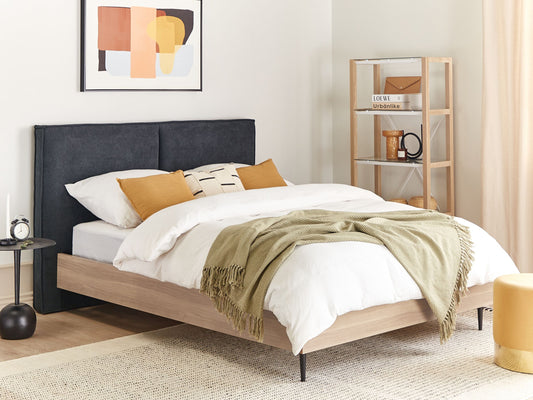 Bett mit Lattenrost Stoff IZERNORE 140 x 200 cm Dunkelgrau