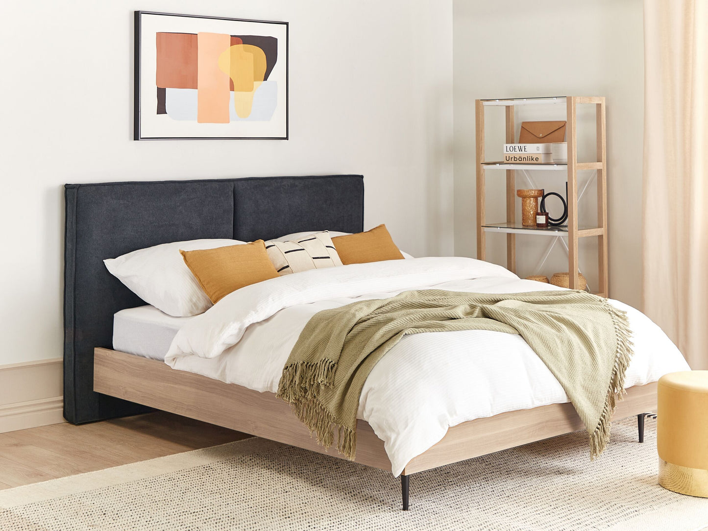 Bett mit Lattenrost Stoff IZERNORE 160 x 200 cm Dunkelgrau