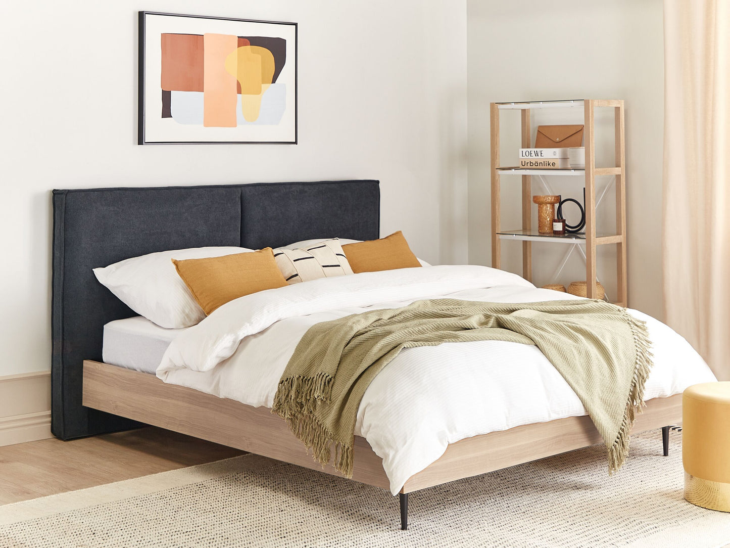Bett mit Lattenrost Stoff IZERNORE 180 x 200 cm Dunkelgrau