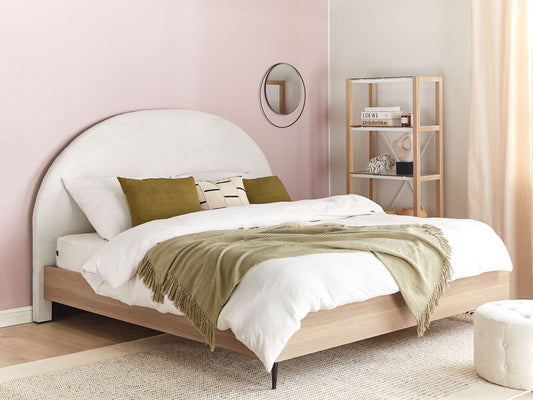 Bett mit Lattenrost Stoff MILLAY 160 x 200 cm Cremeweiss