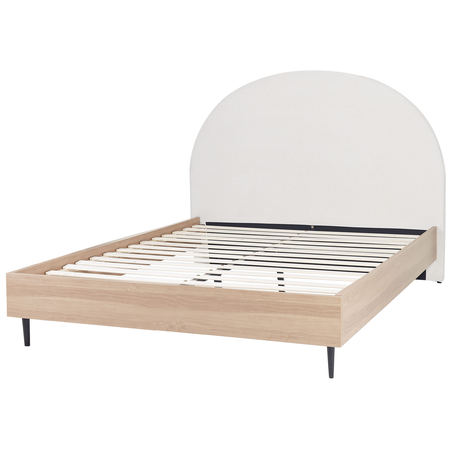 Bett mit Lattenrost Stoff MILLAY 160 x 200 cm Cremeweiss