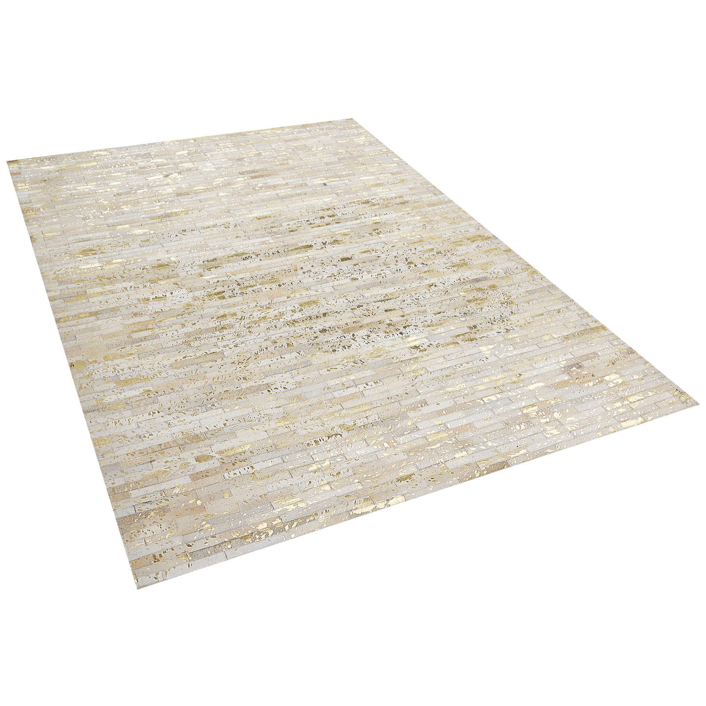Teppich Kuhfell beige / gold 160 x 230 cm Patchwork Kurzflor TOKUL