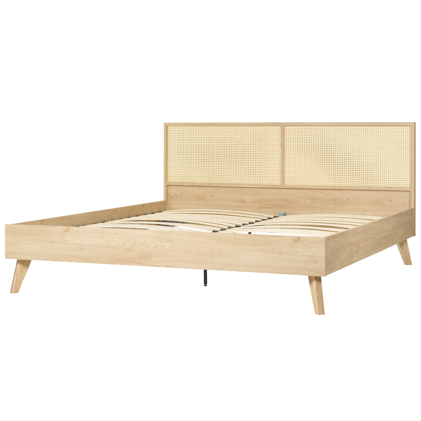 Bett mit Lattenrost Rattan MONPAZIER 180 x 200 cm Hellbraun