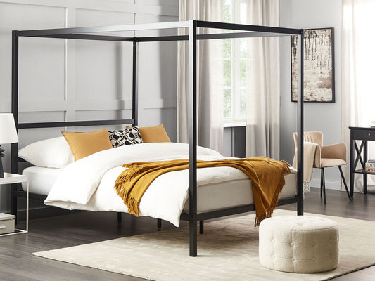 Himmelbett Metall LESTARDS 160 x 200 cm Schwarz