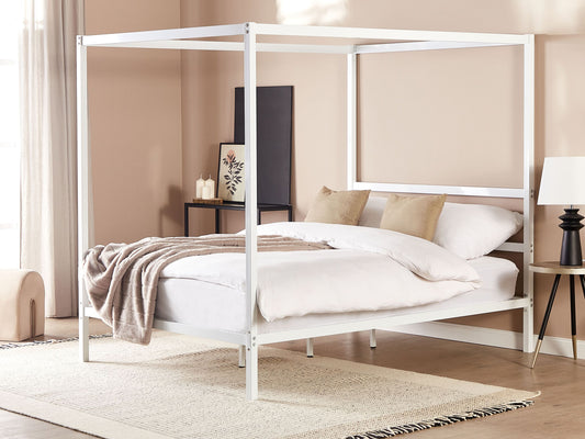 Himmelbett Metall LESTARDS 140 x 200 cm Weiss