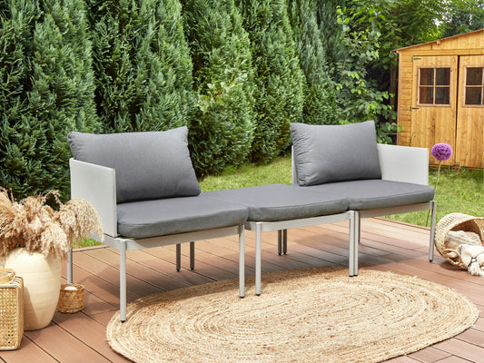 Lounge Set mit Tisch 2-Sitzer TERRACINA Metall Hellgrau