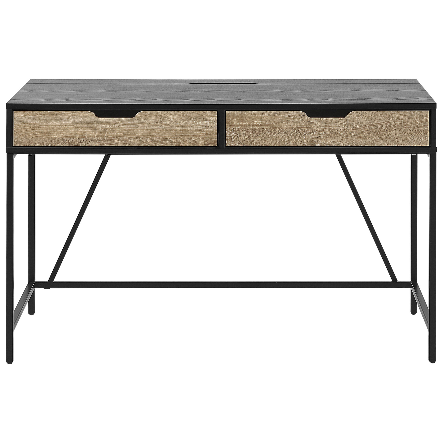 Schreibtisch schwarz / heller Holzfarbton 120 x 60 cm 2 Schubladen JENA