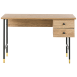 Schreibtisch schwarz / heller Holzfarbton 120 x 60 cm 2 Schubladen ABILEN