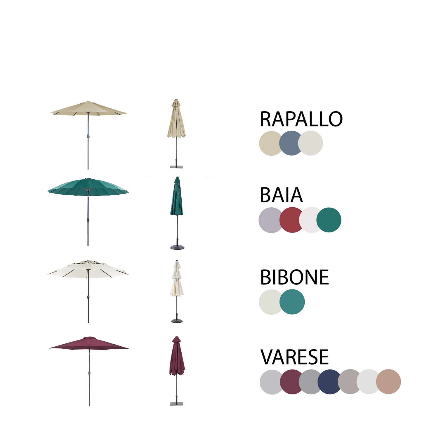 Gartenmöbel Set 4-Sitzer SAPRI mit Schirm (16 Optionen) Metall Dunkelbraun