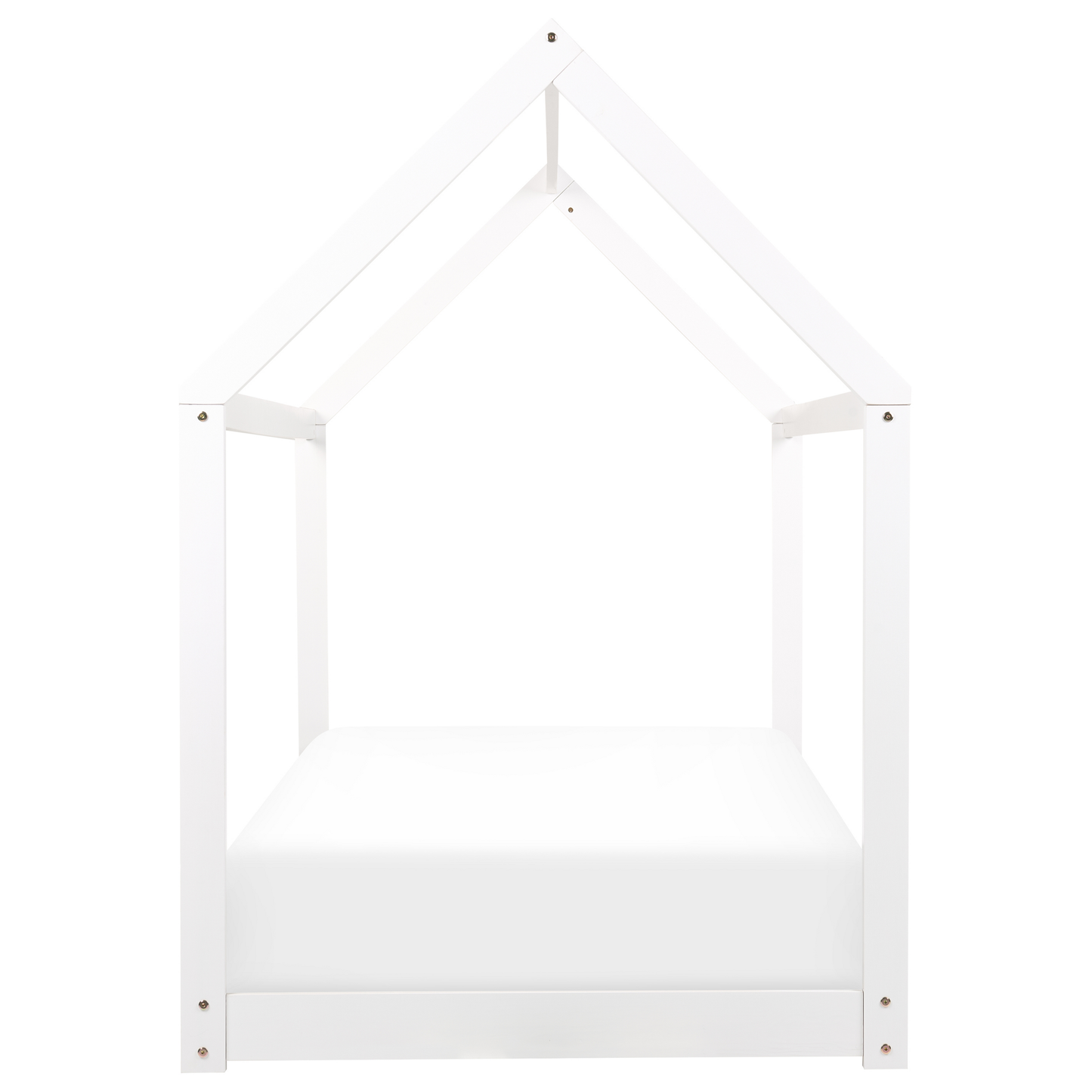 Kinder-Hausbett Kiefernholz weiss Lattenrost 90 x 200 cm TOSSE