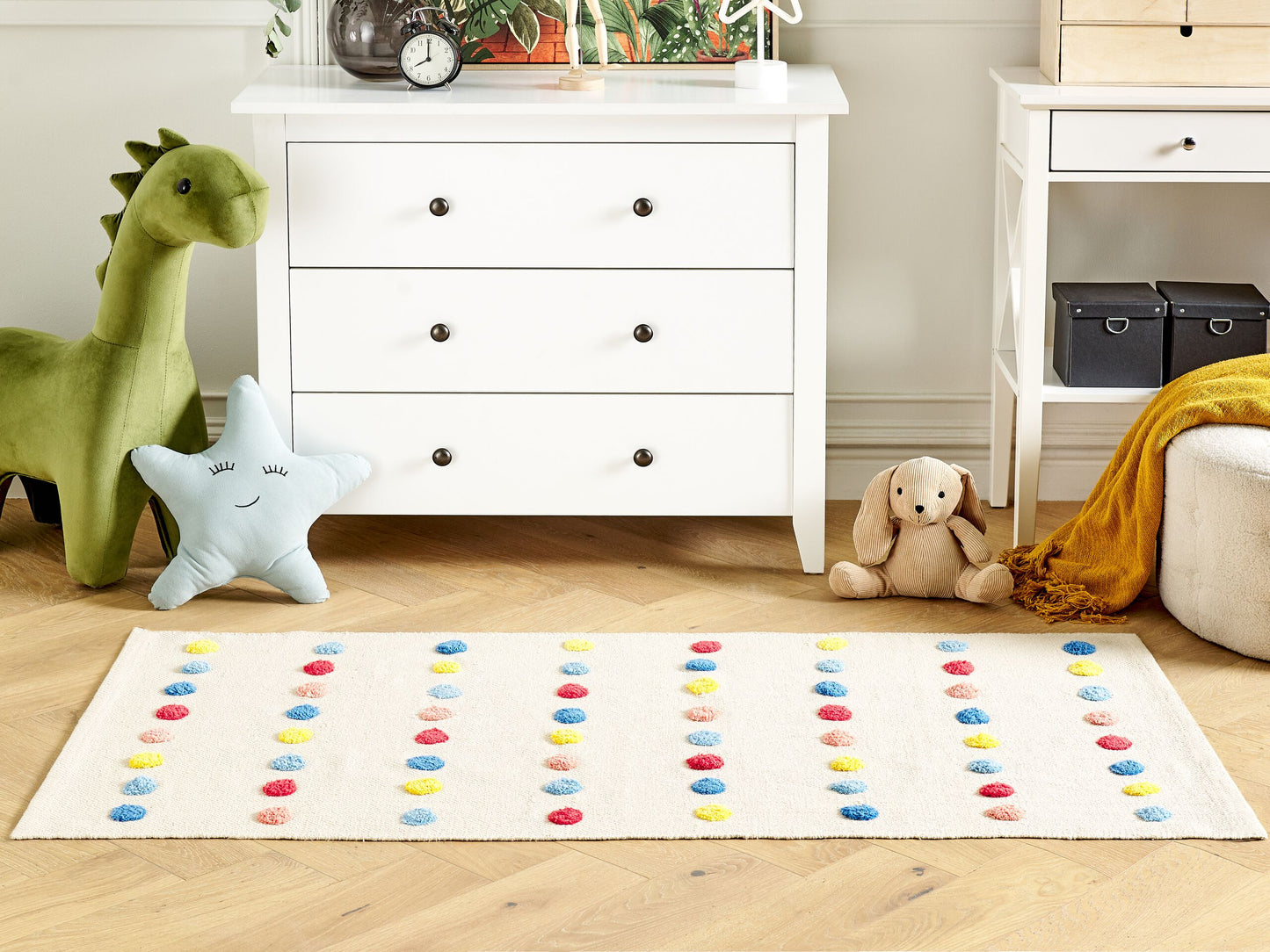 Kinderteppich Baumwolle mehrfarbig 80 x 150 cm Punkte LELES