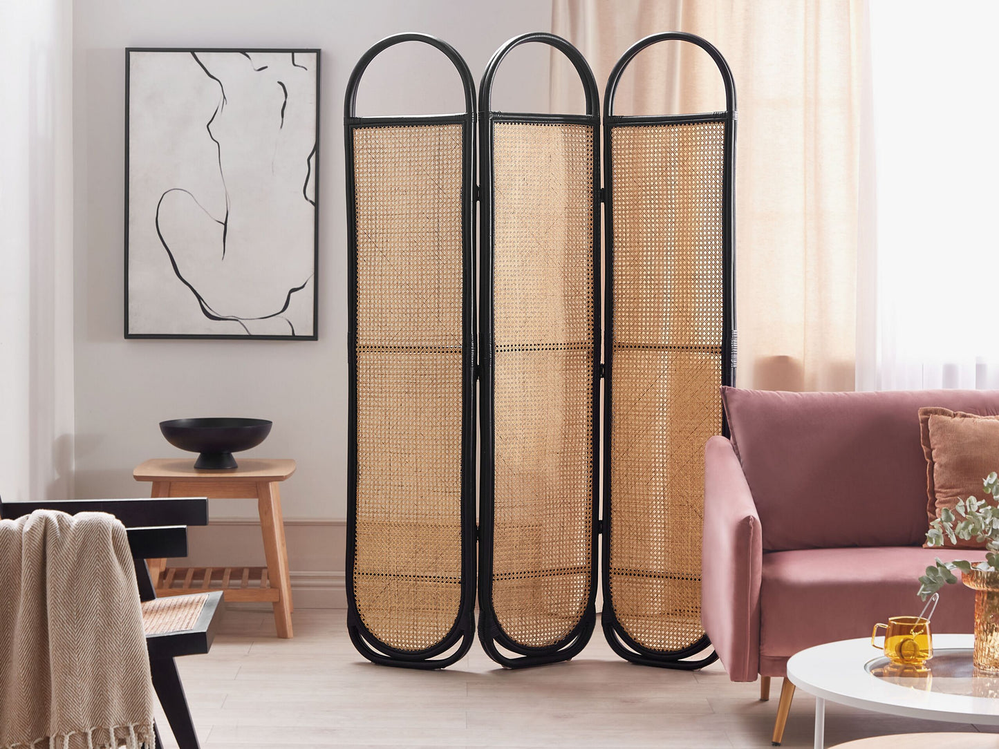 Raumteiler 3-teilig CORTONA Hellbraun 118 cm 180 cm