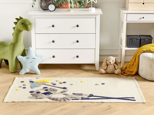 Kinderteppich Baumwolle beige 80 x 150 cm Tiermuster SINGKIL