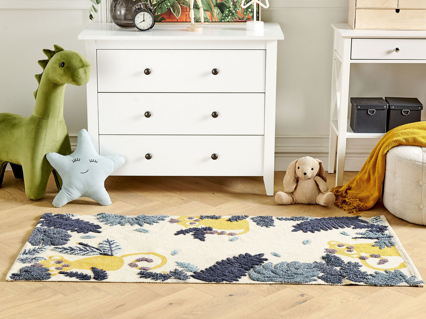 Kinderteppich Baumwolle mehrfarbig 80 x 150 cm Tiermuster NAIBOS