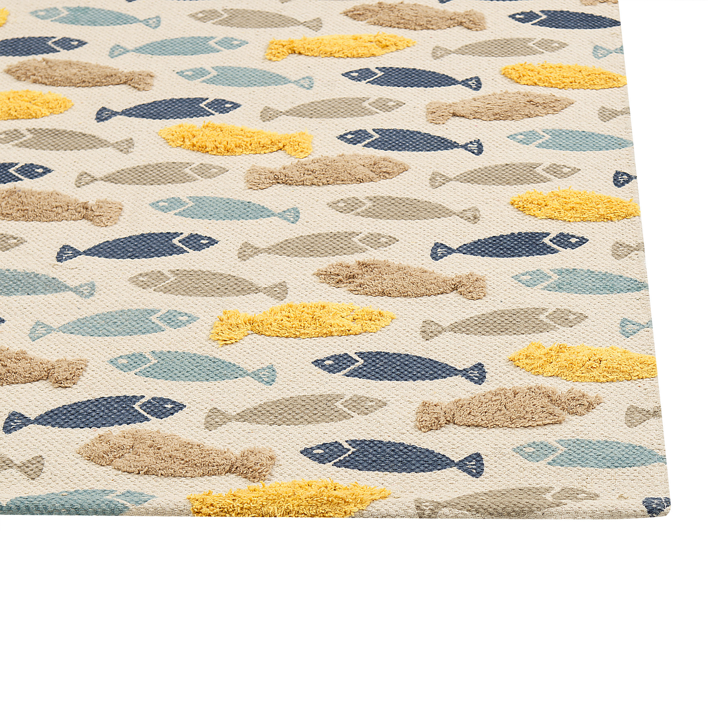 Kinderteppich Baumwolle mehrfarbig 80 x 150 cm Fischmotiv IPUH