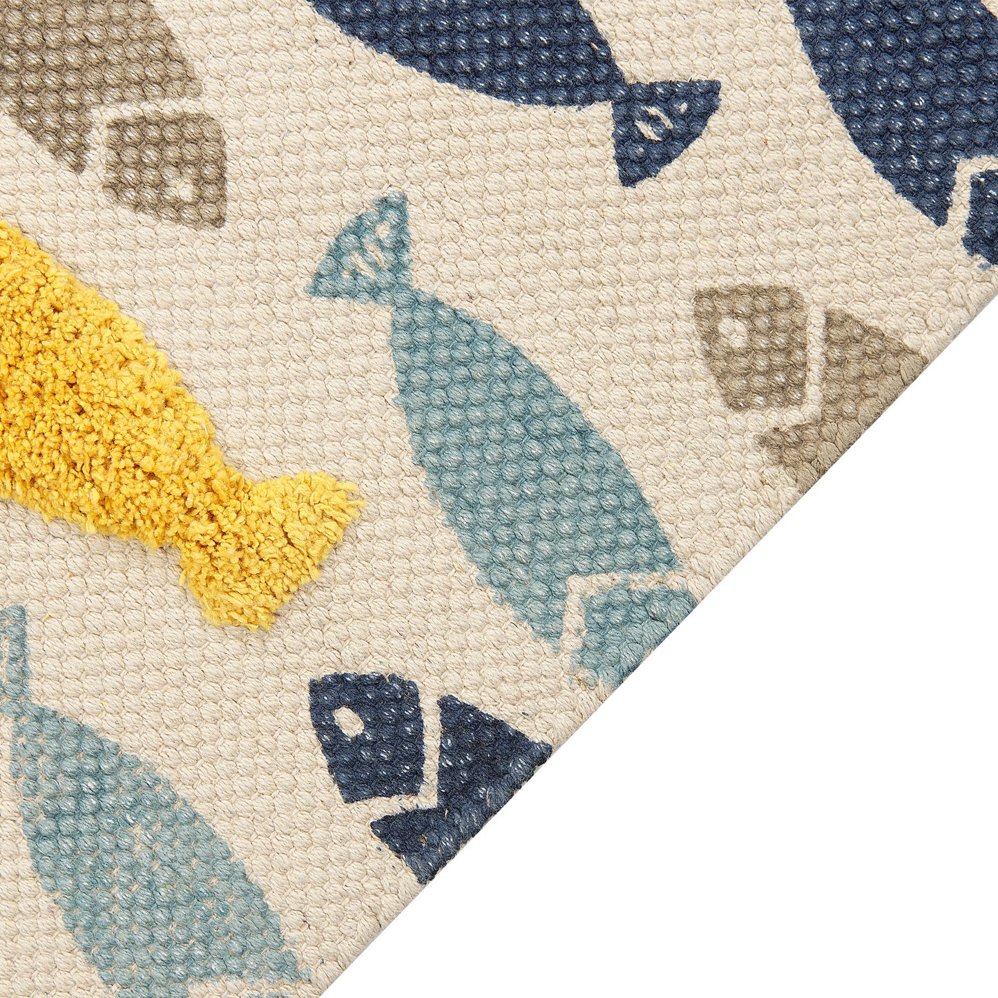 Kinderteppich Baumwolle mehrfarbig 80 x 150 cm Fischmotiv IPUH