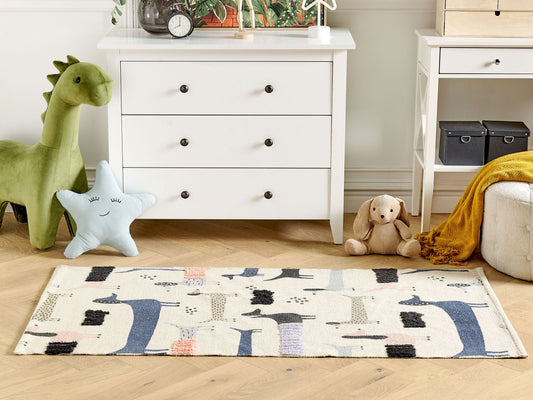 Kinderteppich Baumwolle mehrfarbig 80 x 150 cm Hund-Motiv Kurzflor TEMIAJ