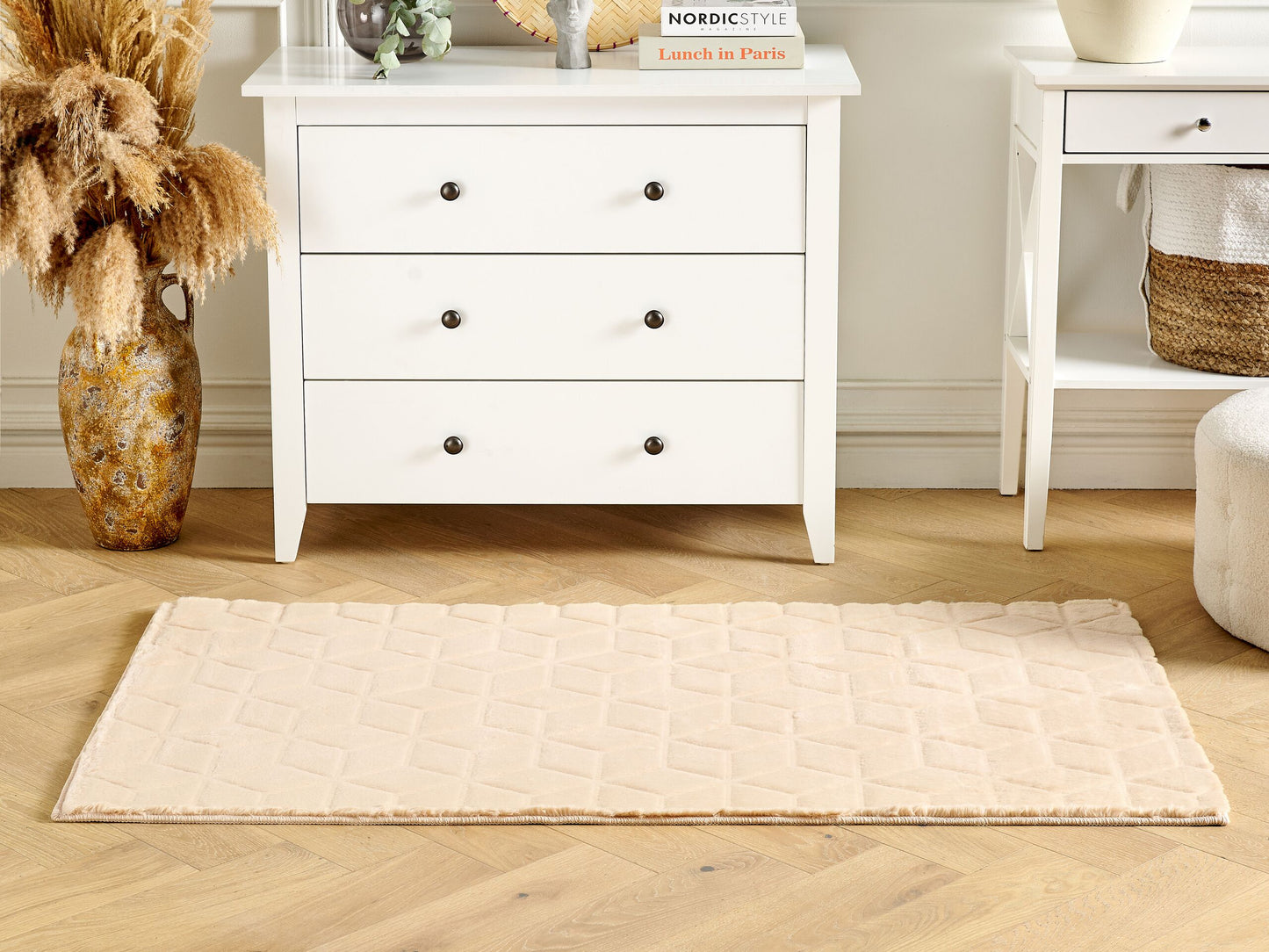 Kunstfellteppich Kaninchen beige 80 x 150 cm Shaggy THATTA