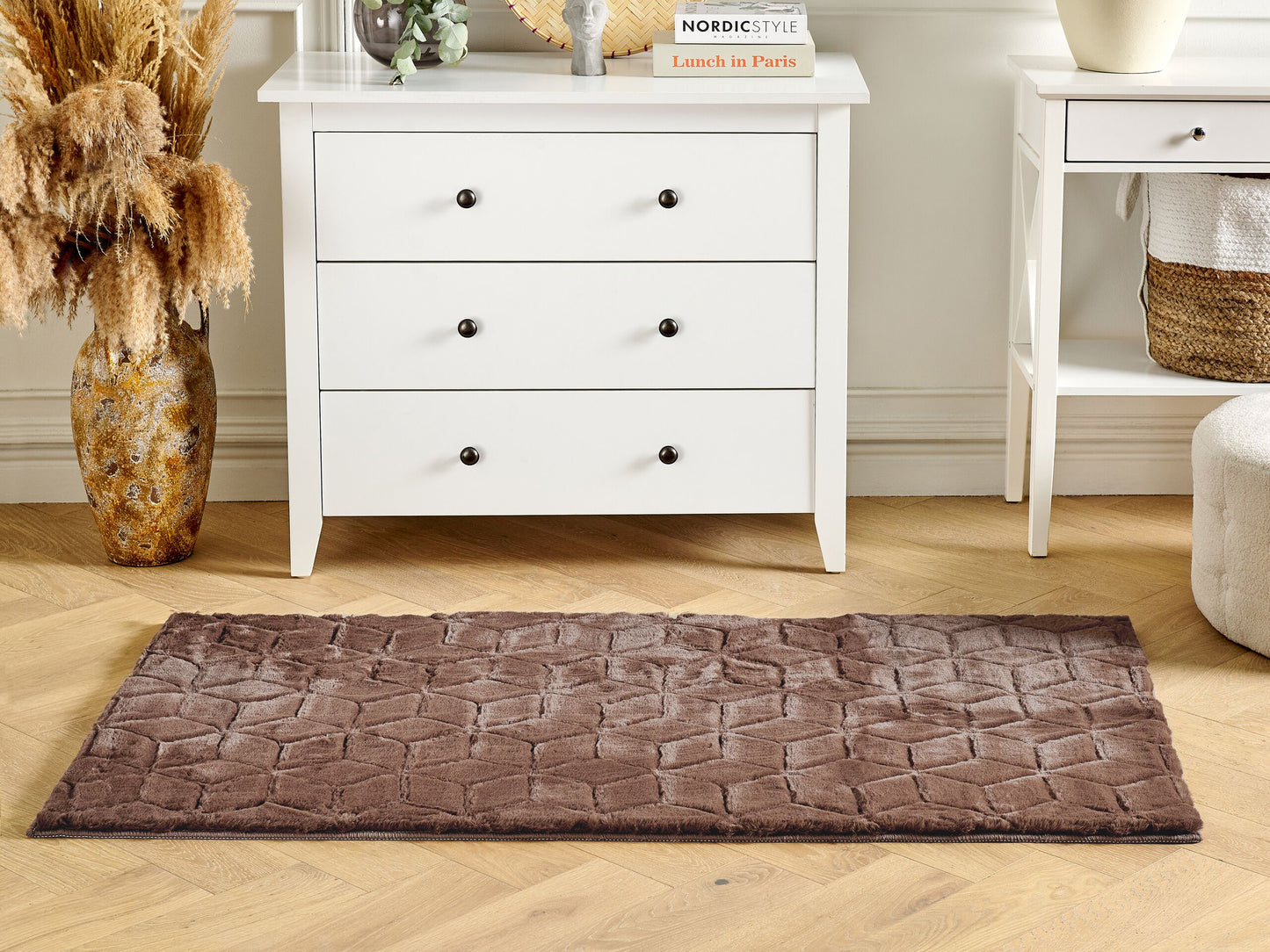 Kunstfellteppich Kaninchen braun 80 x 150 cm Shaggy THATTA