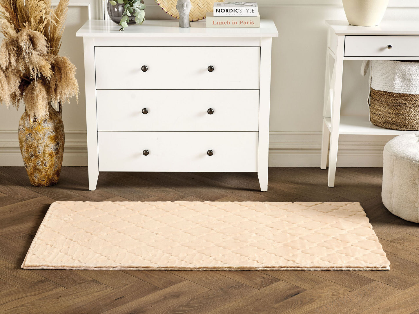 Kunstfellteppich Kaninchen beige 80 x 150 cm Shaggy GHARO