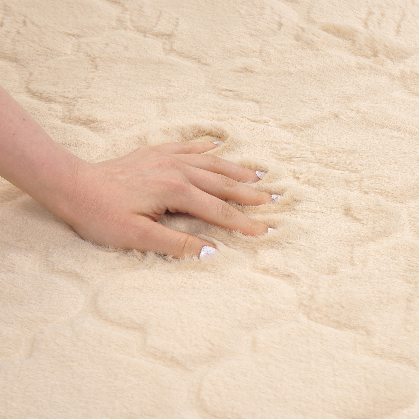 Kunstfellteppich Kaninchen beige 80 x 150 cm Shaggy GHARO