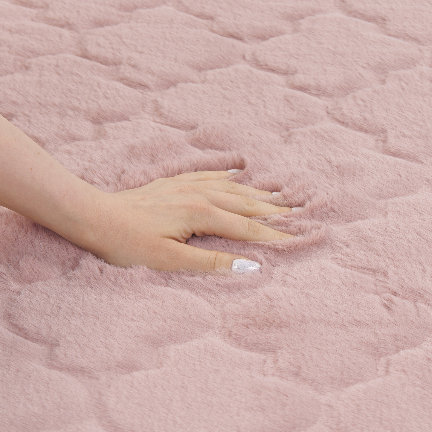 Kunstfellteppich Kaninchen rosa 80 x 150 cm Shaggy GHARO