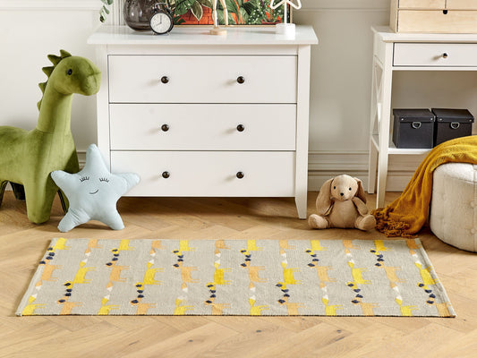 Kinderteppich Baumwolle grau 80 x 150 cm Fuchsmuster Kurzflor BANKGO