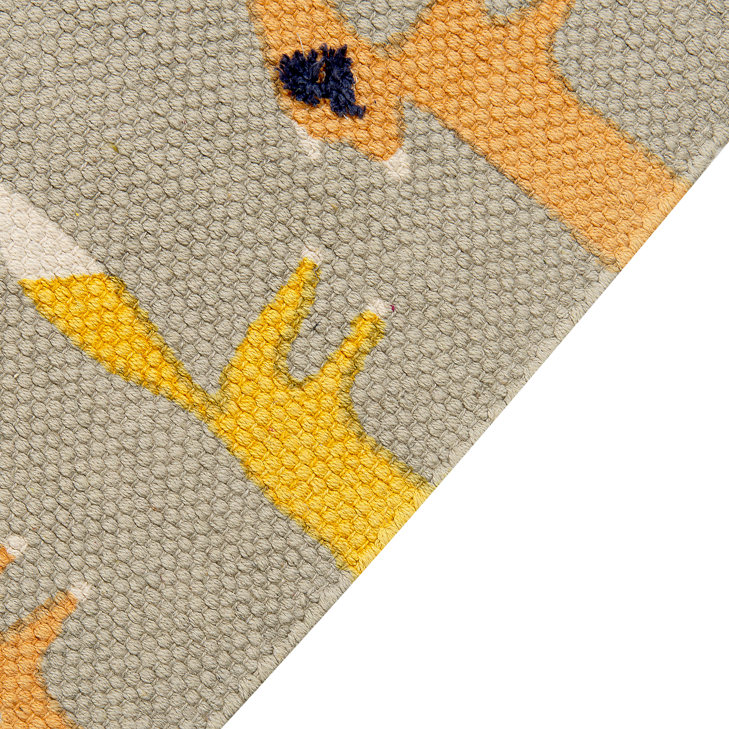 Kinderteppich Baumwolle grau 80 x 150 cm Fuchsmuster Kurzflor BANKGO