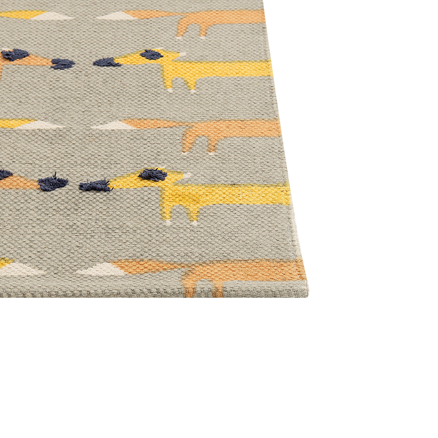 Kinderteppich Baumwolle grau 80 x 150 cm Fuchsmuster Kurzflor BANKGO