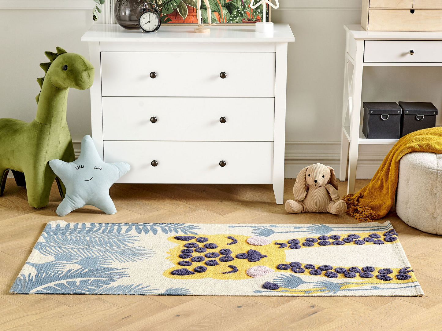 Kinderteppich Baumwolle mehrfarbig 80 x 150 cm Leopardenmuster Kurzflor LUAS