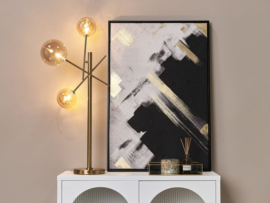 Tischlampe Rauchglas gold 70 cm 3-flammig Kugelform TAMESI