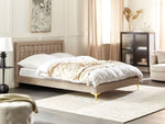 Bett mit Lattenrost Samtstoff LIMOUX 140 x 200 cm Taupe