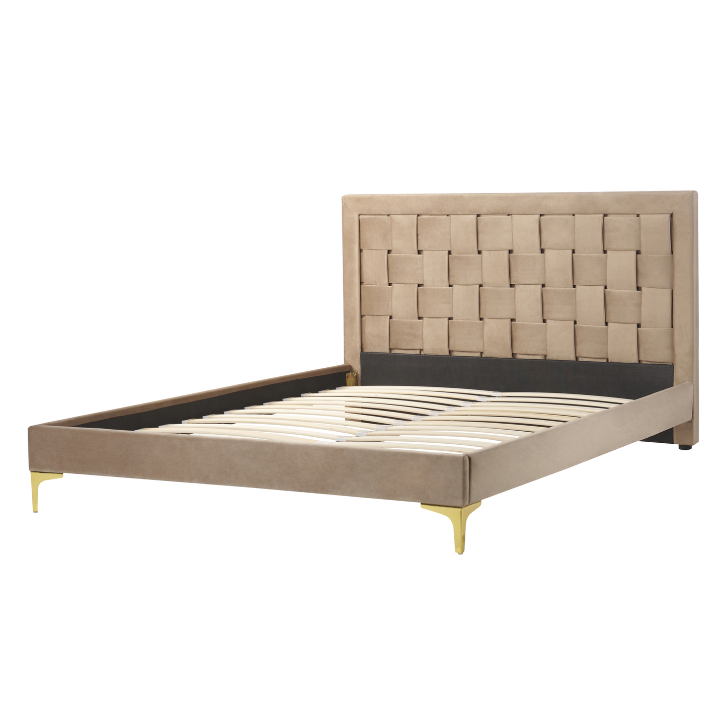 Bett mit Lattenrost Samtstoff LIMOUX 140 x 200 cm Taupe