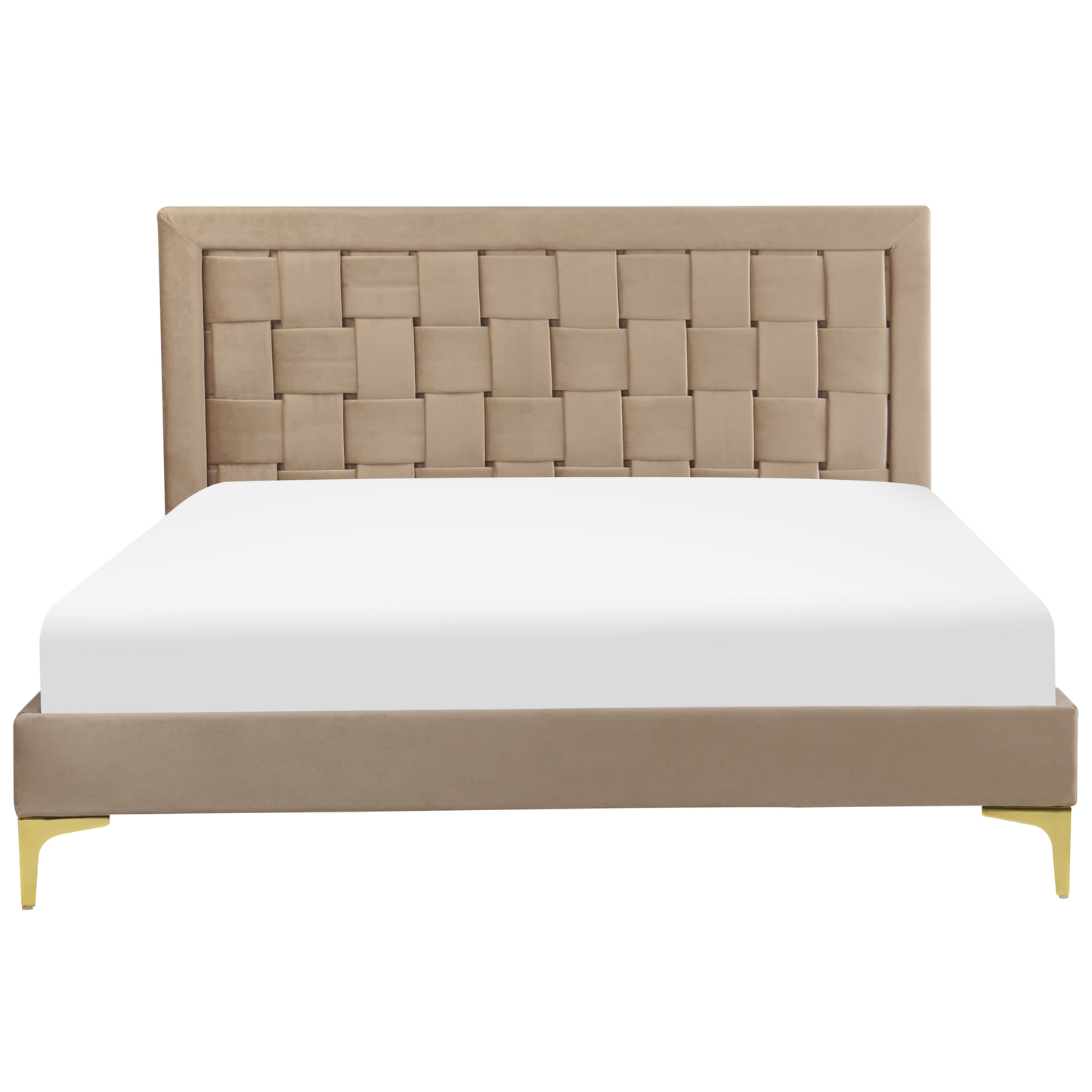 Bett mit Lattenrost Samtstoff LIMOUX 140 x 200 cm Taupe