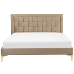 Bett mit Lattenrost Samtstoff LIMOUX 140 x 200 cm Taupe