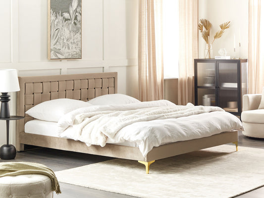 Bett mit Lattenrost Samtstoff LIMOUX 180 x 200 cm Taupe